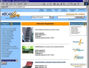 A view of MercadoLibre’s landing page in 1999.