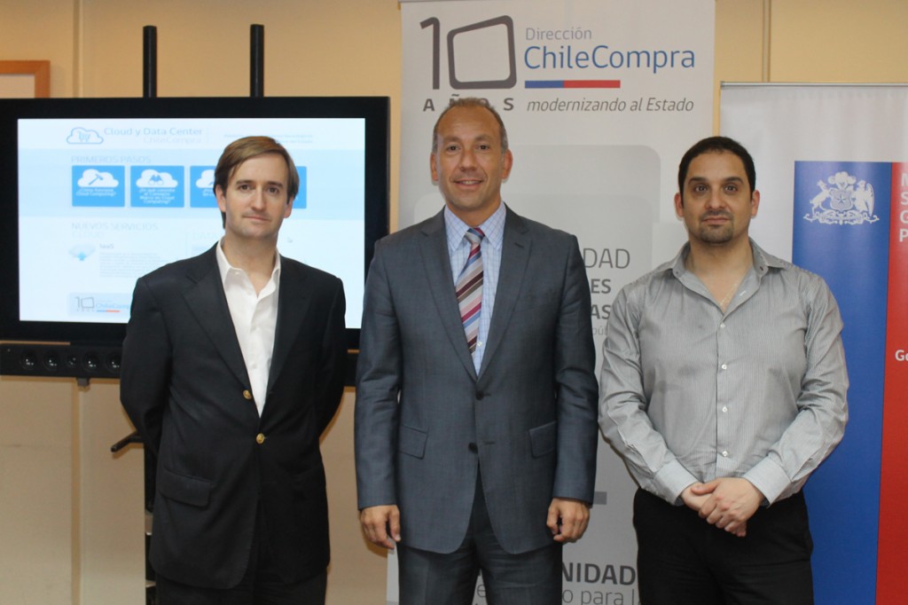 Roberto Pinedo, Director de ChileCompra; Rafael Ariztía, Coordinador de la Unidad de Modernización y Gobierno Digital; y Andrés Bustamante, Director de Gobierno Digital.